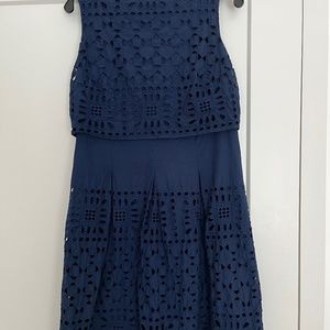 Lauren Ralph Lauren Navy Blue Eyelet Dress